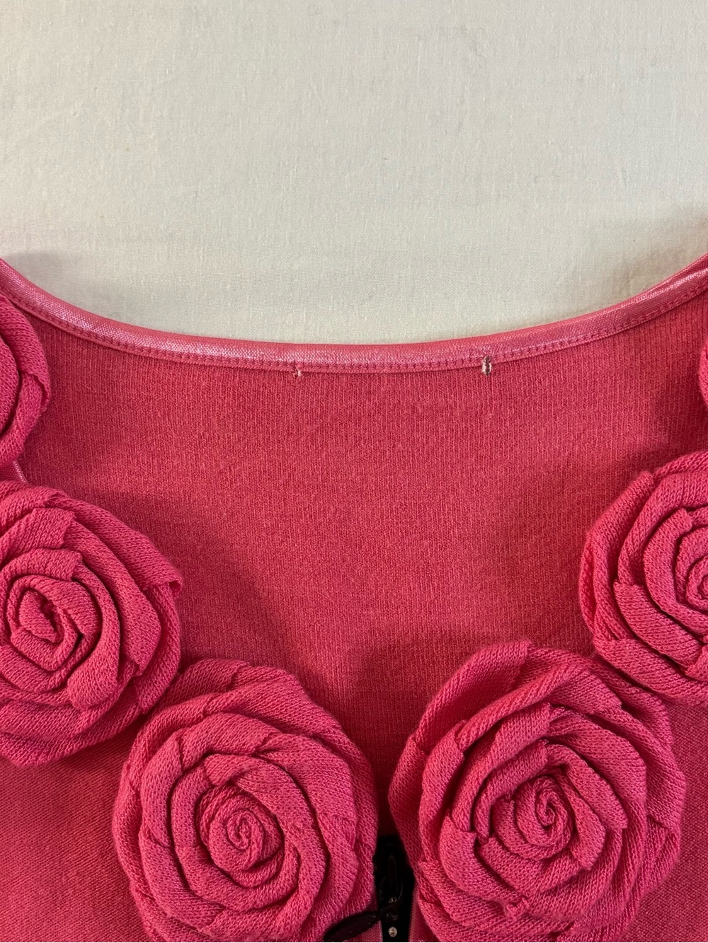 Pink Rosette Rhinestone Zip Cardigan Coquette Cottagecore Fairycore Sweater Med - Picture 11 of 12